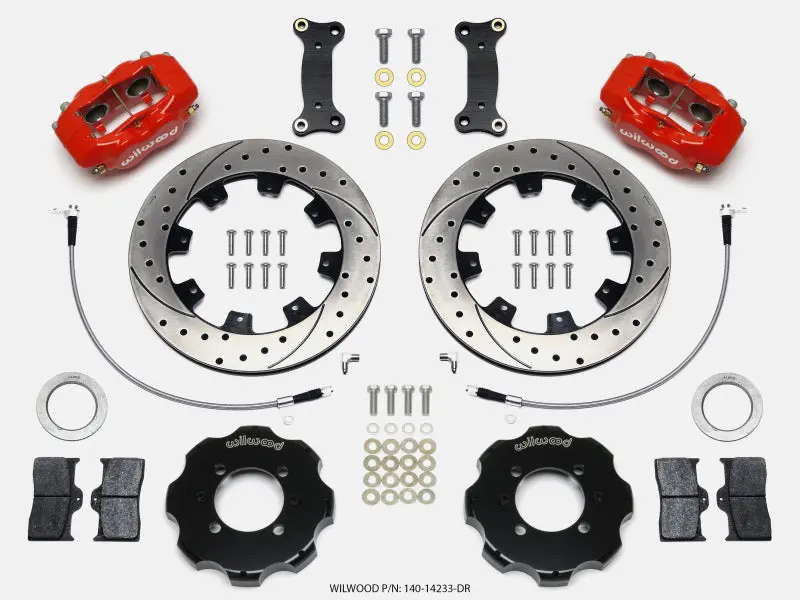 Wilwood Forged Dynalite Front Hat Kit 12.19In Drilled Red 2016-Up Mazda Mx5 Miata W/ Lines 1
