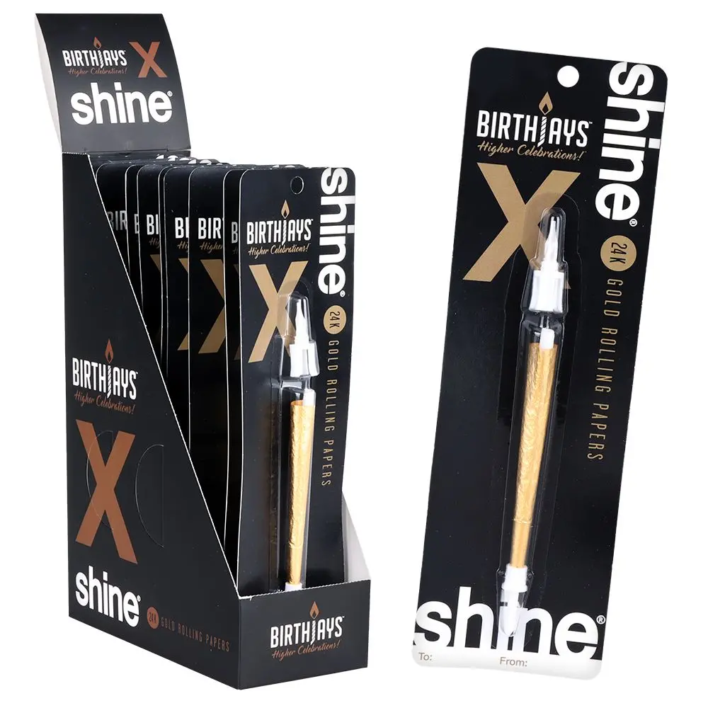 10Ct Display - Birthjays X Shine Papers Golden Pre-Roll Candle Cone - King Size 1