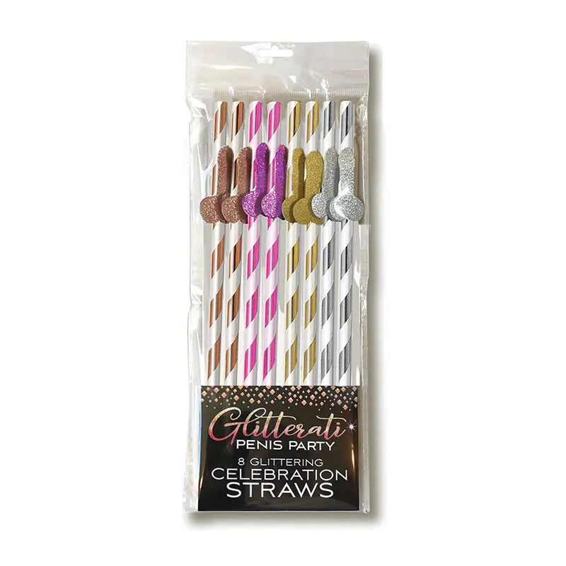 Glitterati Penis Party Tall Celebration Straws 8-Pack 1