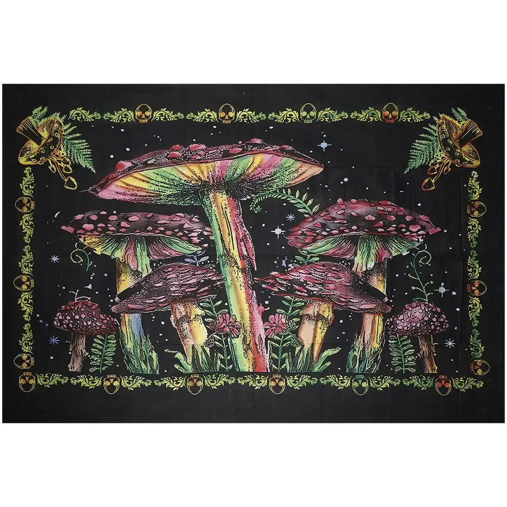 Threadheads Rainbow Mushroom Garden Tapestry - 83"X55" 1
