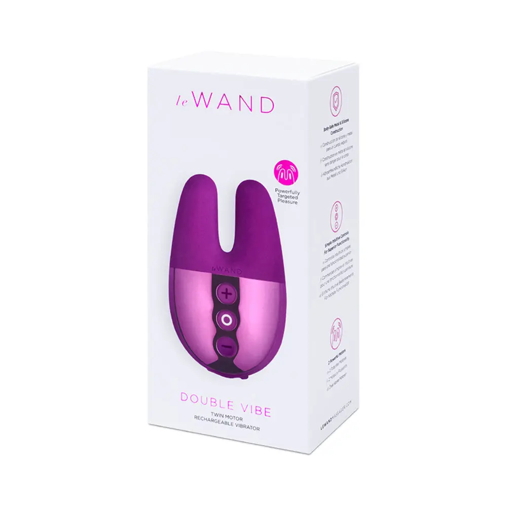 Le Wand Chrome Double Vibe Rechargeable Silicone Mini Vibrator Dark Cherry 1