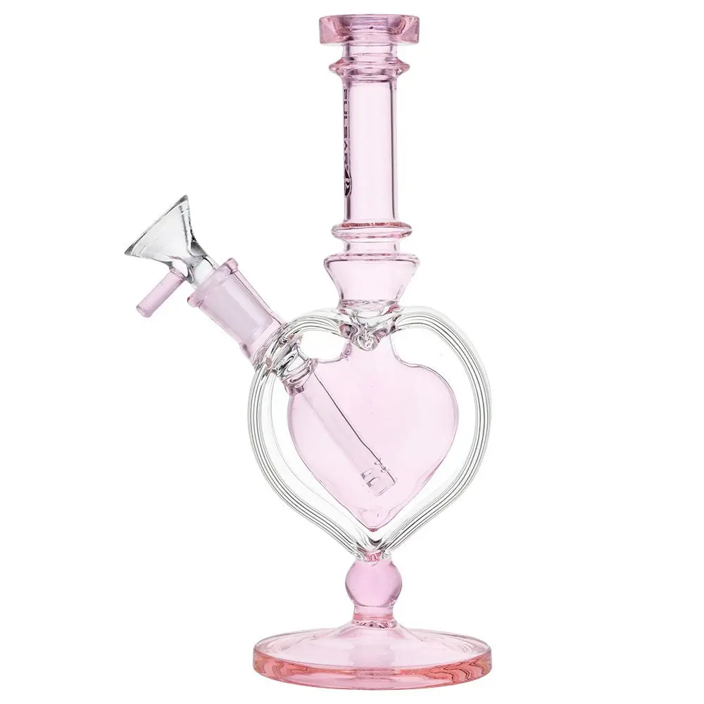 Pulsar Pink Heart Chalice Glass Water Pipe - 9" / 14Mm F 1