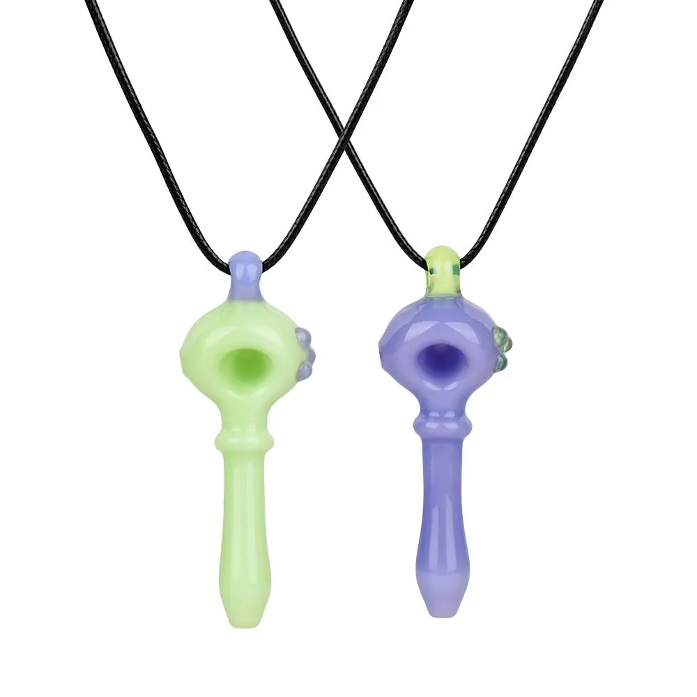 Pastel Glass Spoon Pipe Pendant Necklace - 13" / 2Pcs 1