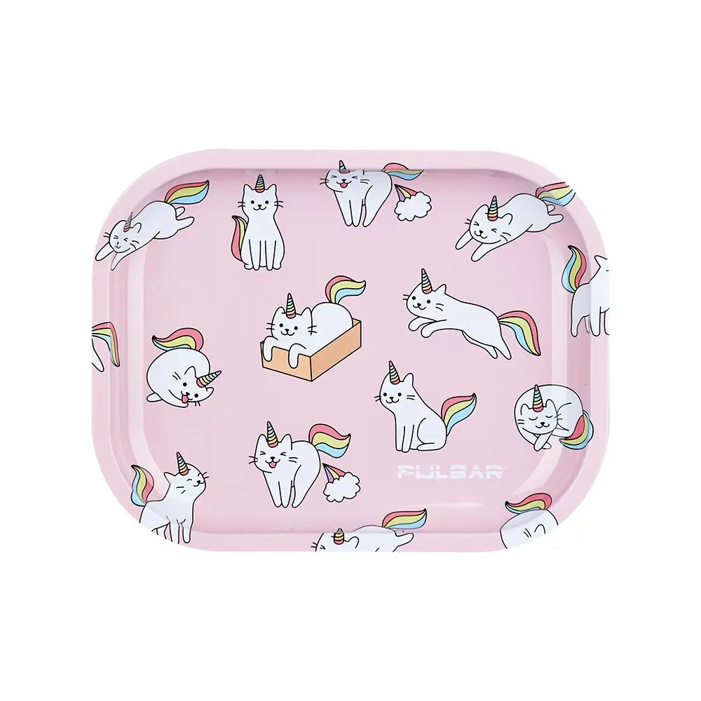 Pulsar Mini Metal Rolling Tray - Caticorns / 7"X5.5" 1