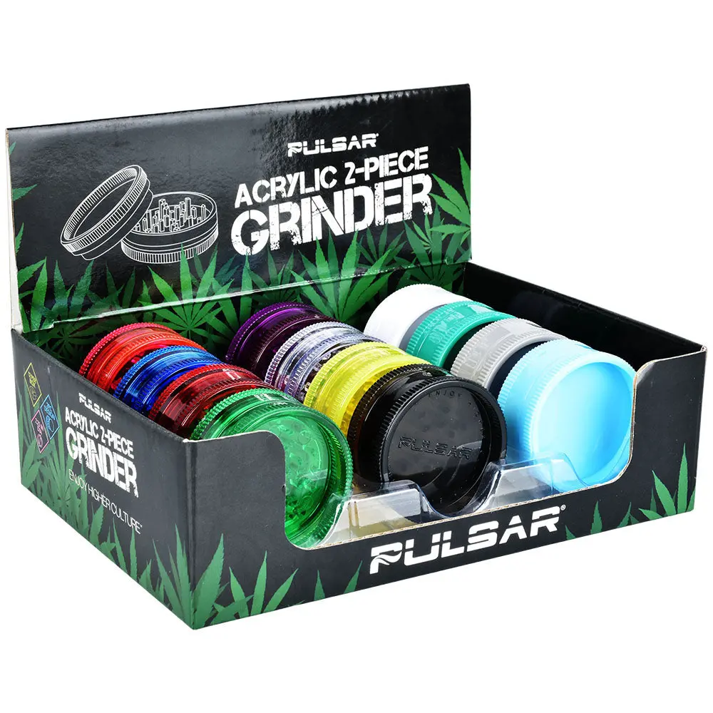 Pulsar Acrylic Grinder - 2Pc / 2" / Assorted Colors 12Pc Display - 1