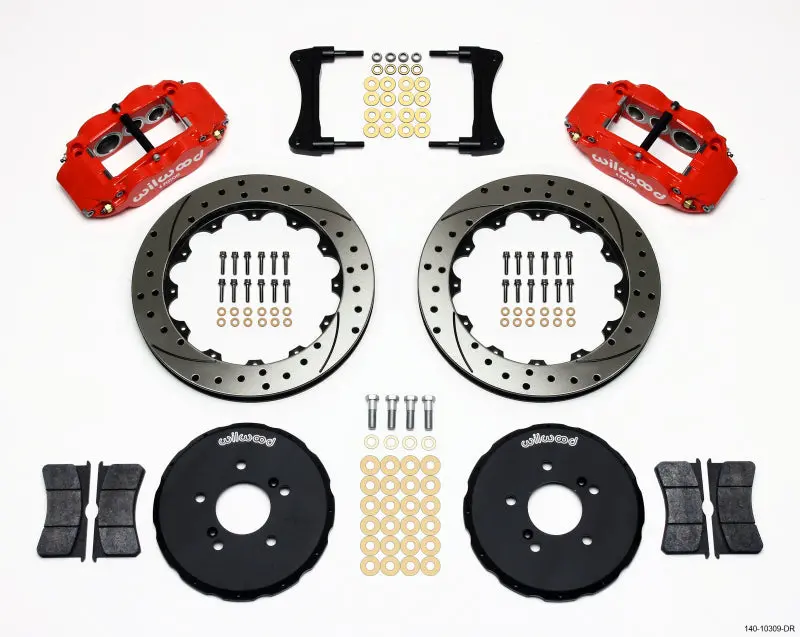 Wilwood Narrow Superlite 6R Front Hat Kit 12.88In Drill Red Honda S2000 1