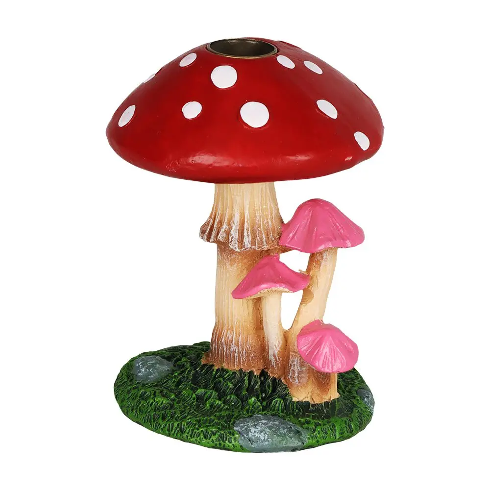 Sprouting Shrooms Backflow Polyresin Incense Burner - 4.25" 1