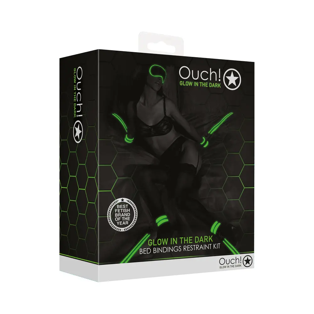 Ouch! Glow In The Dark Bed Bindings Restraint Kit Neon Green 1