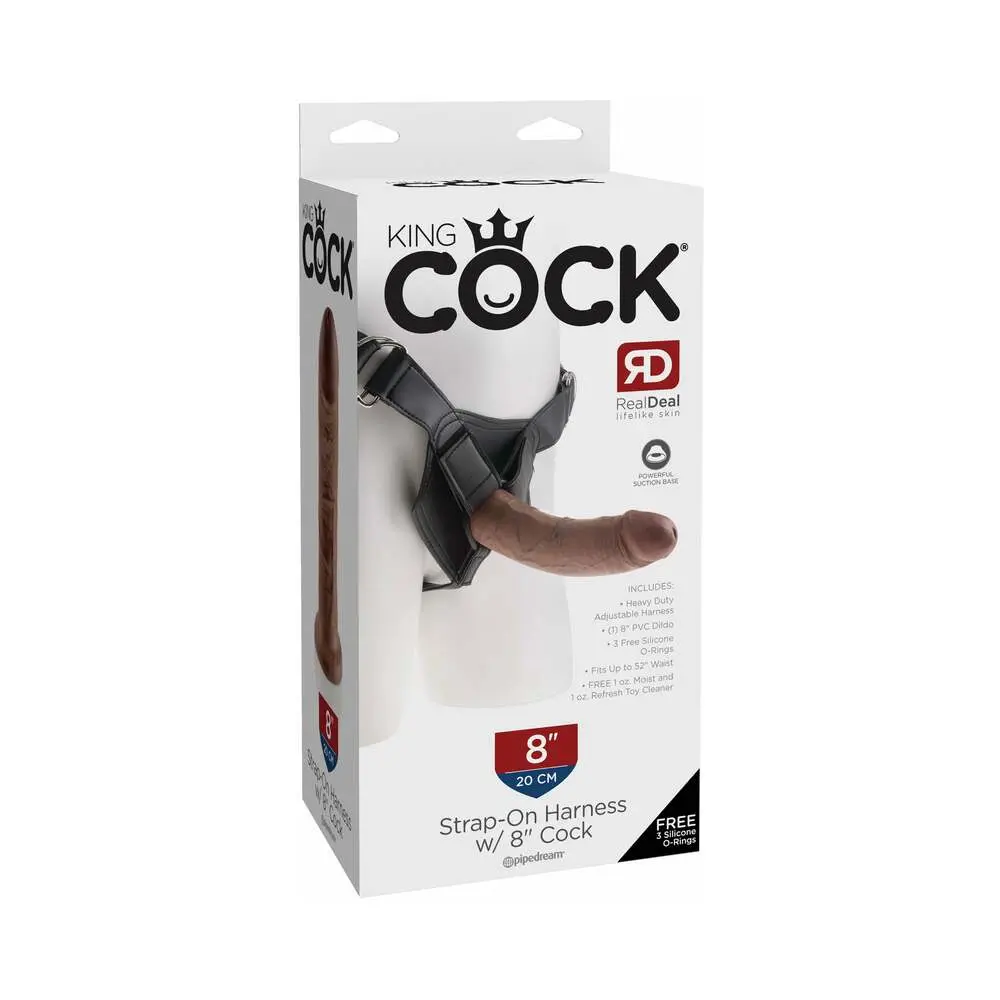 King Cock Strap-On Harness With 8 In. Cock Brown 1