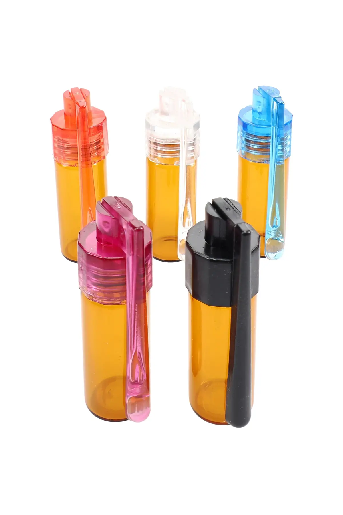 Amber Glass Snuff Vial With Spoon “Pocket Scoop” – 51 Mm – Assorted Colors 1