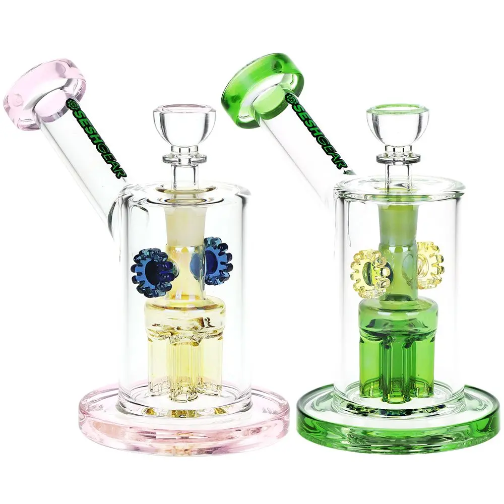 Seshgear Steampunk Gears Fumed Perc Glass Water Pipe | 6.5" | 14Mm F 1