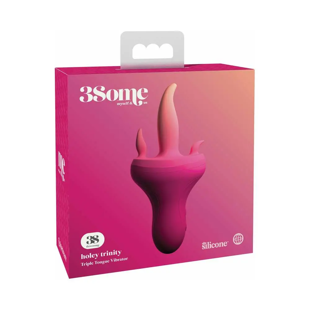 Pipedream 3Some Holey Trinity Triple Tongue Vibrator Rechargeable Silicone Red 1