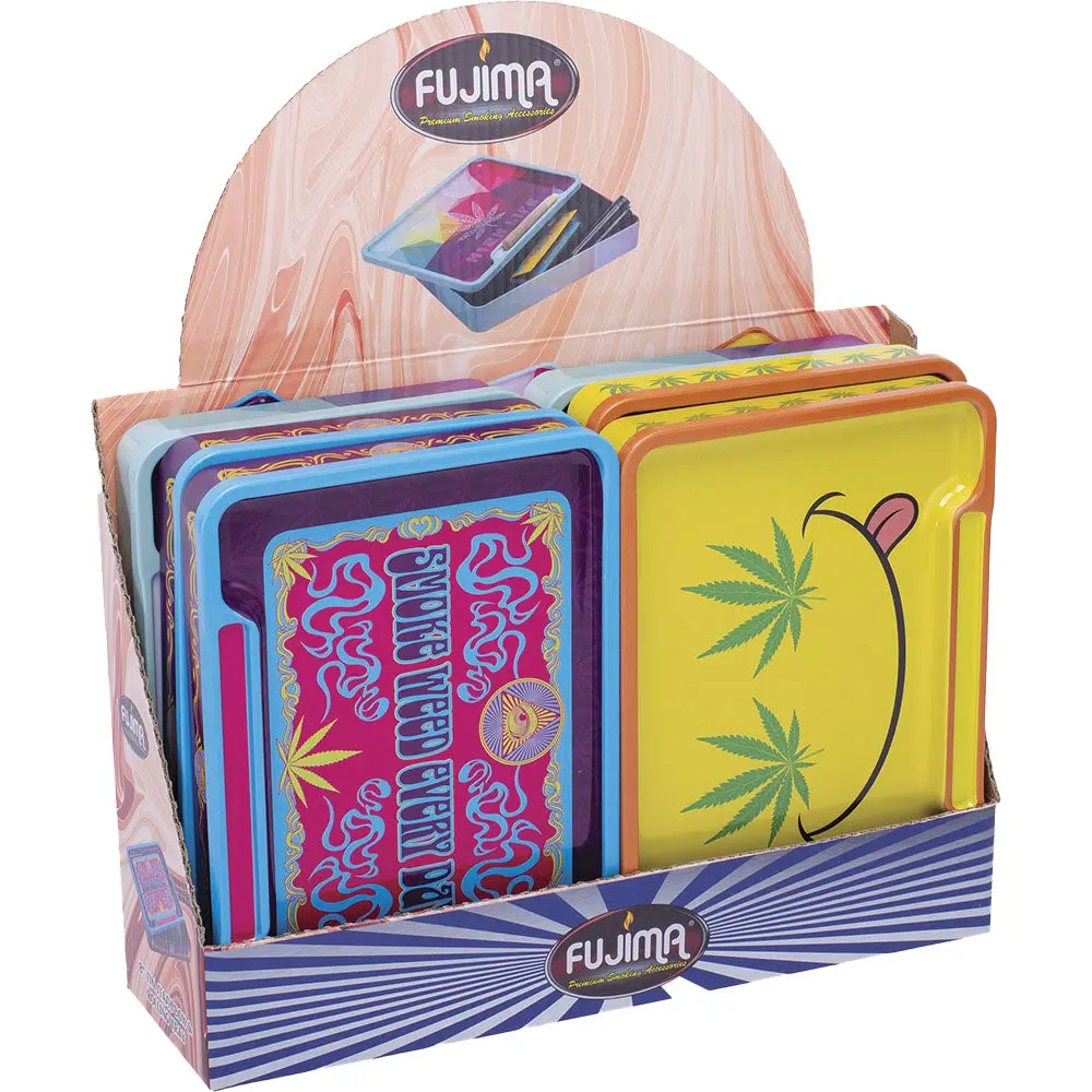 Fujima Leaf Rolling Tray Stash Box | 8"X5.75" | Asst | 6Pc Display 1