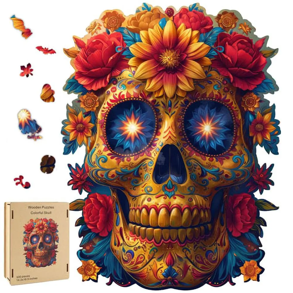 Sugar Skull Whimsy Wooden Puzzle - 500 Pieces 1