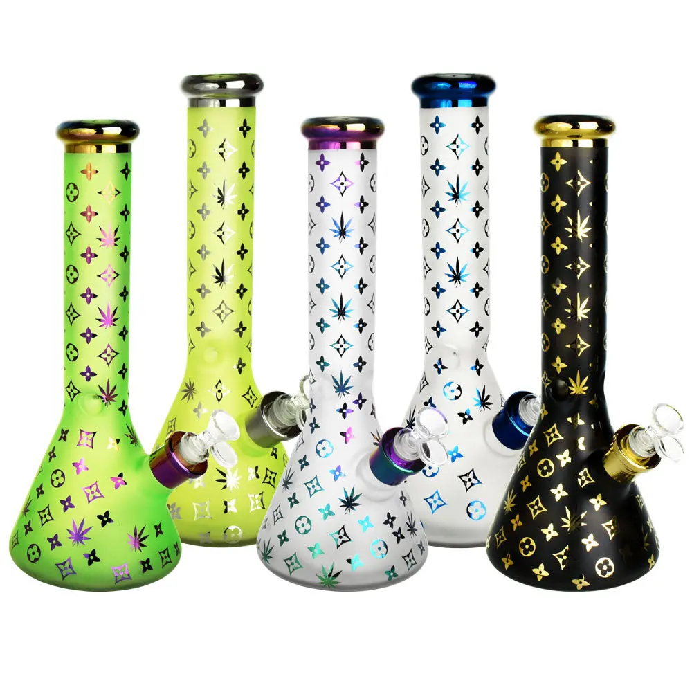Metallic Floral Diamond Water Pipe- 13" /14Mm F /Colors Vary 1