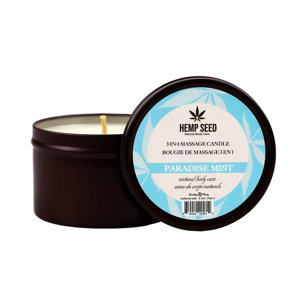 Earthly Body Hemp Seed 3-In-1 Massage Candle Paradise Mist 6 Oz. 1