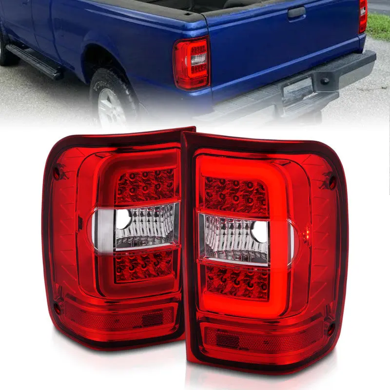 Anzo 2001-2011 Ford  Ranger Led Tail Lights W/ Light Bar Chrome Housing Red/Clear Lens 1