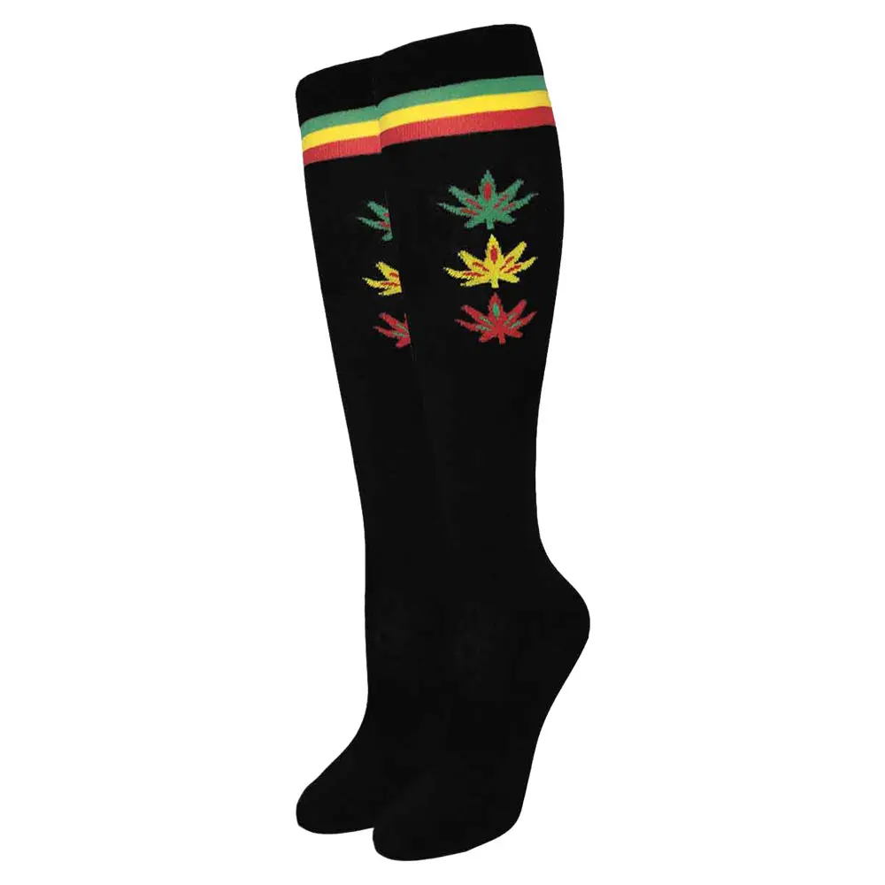 Julietta Rasta Leaves & Stripes Knee High Socks 1