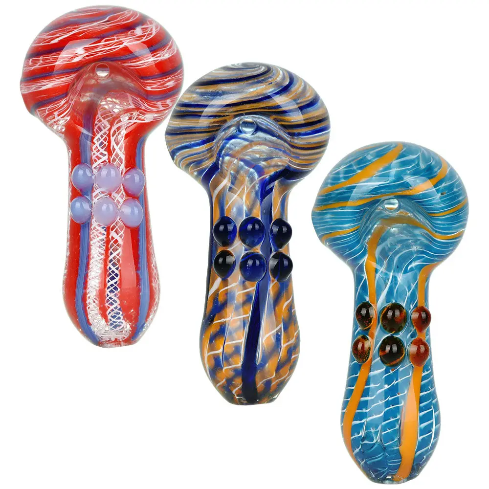 Lacey Pleasure Glass Spoon Pipe - 3.75" / 10Pcs 1