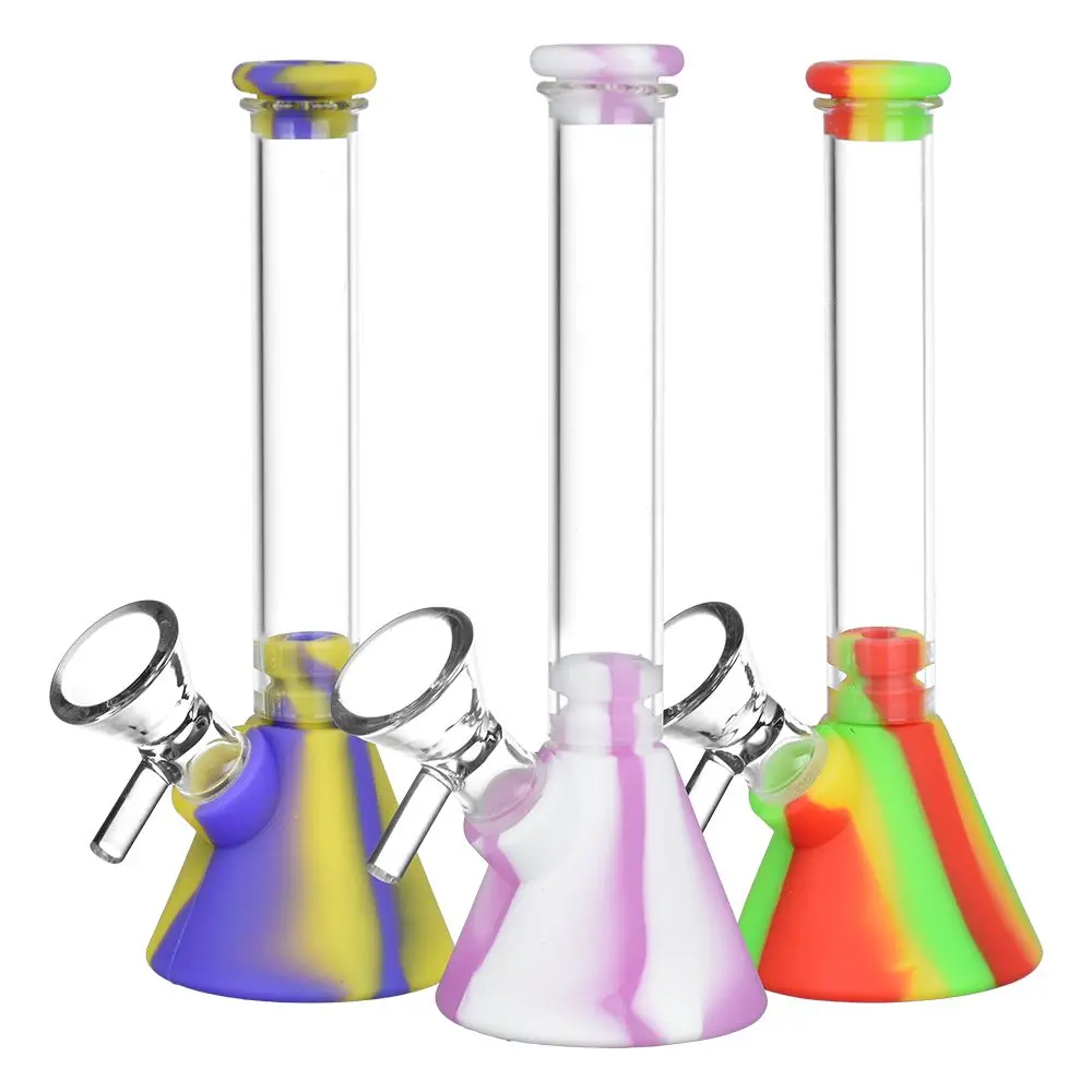 Silicone On Glass Beaker Water Pipe - 6" / 14Mm F 6Ct 1
