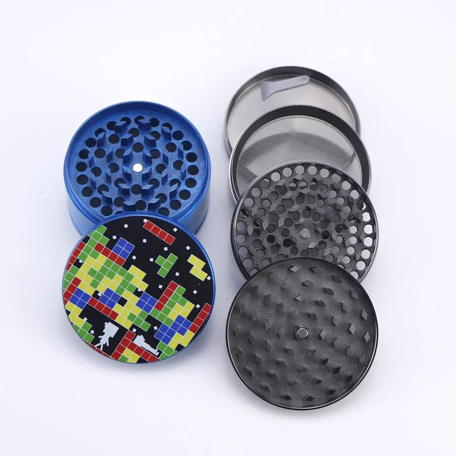 Tetris Design Zinc Alloy Metal Grinder 4 Piece 1