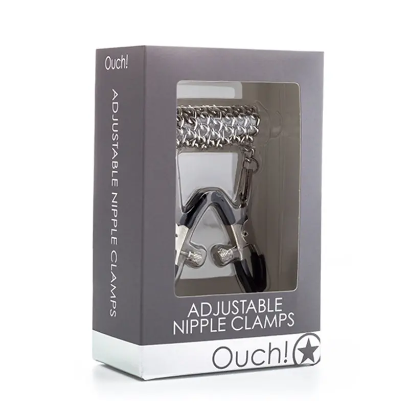 Ouch! Adjustable Metal Nipple Clamps With Chain Silver 1