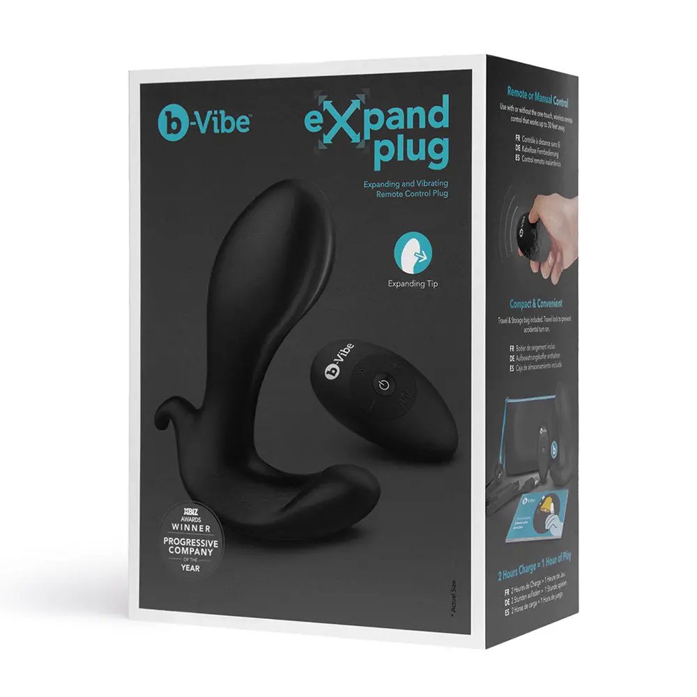 B-Vibe Expand Expanding And Vibrating Remote Control Plug Black 2