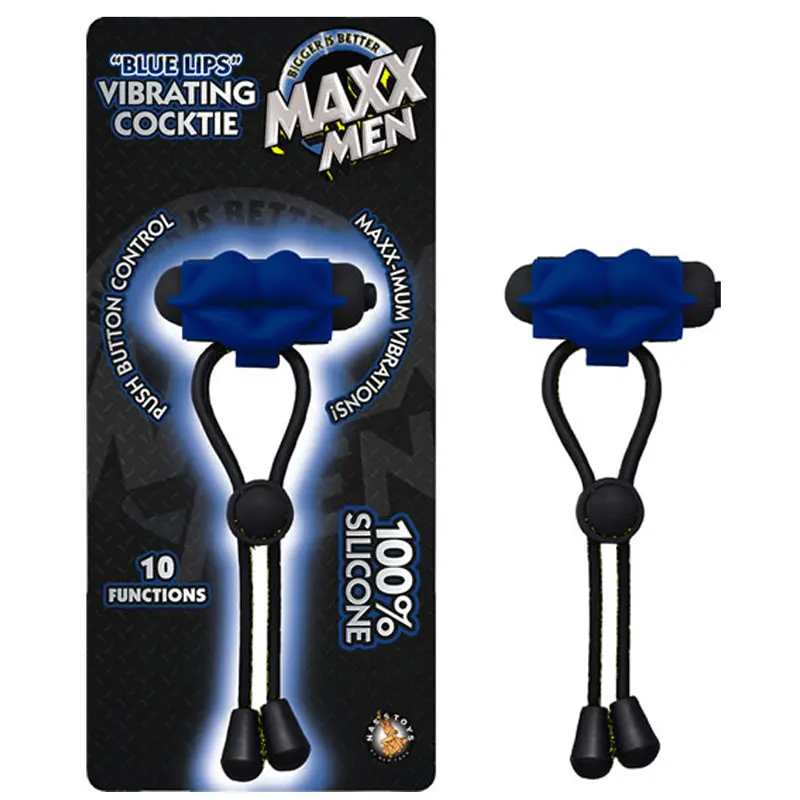 Maxx Men Blue Lips Vibrating Cocktie  Lasso/Bolo 10 Function Waterproof Blue 1