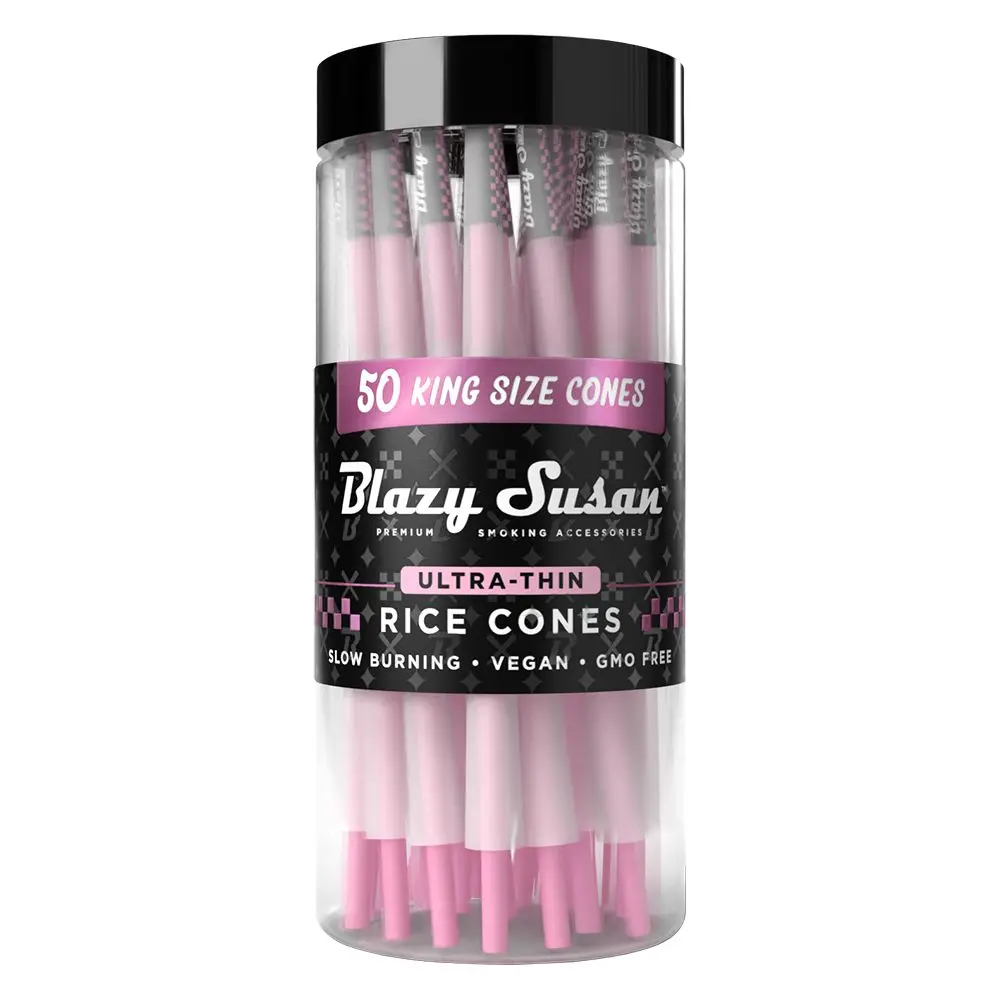 Blazy Susan Ultra Thin Rice Pre-Rolled Cones | 50Ct Jar 1