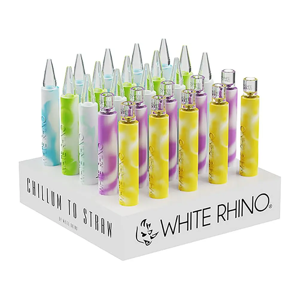 White Rhino Quartz Chillum To Straw - 5" / Glow In The Dark 25Ct 1