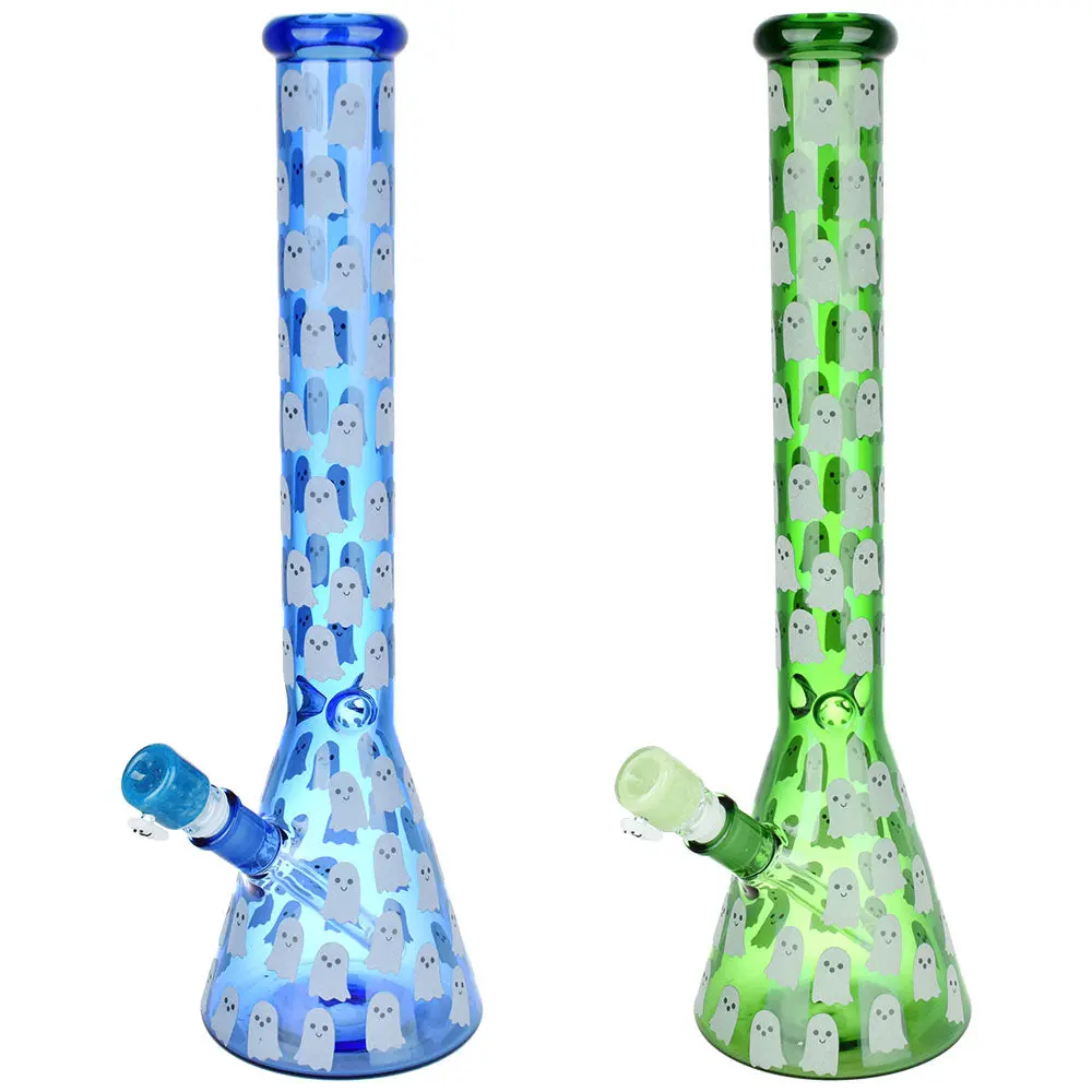 Ghostly Glow Beaker Water Pipe - 18" / 14Mm F / Colors Vary 1