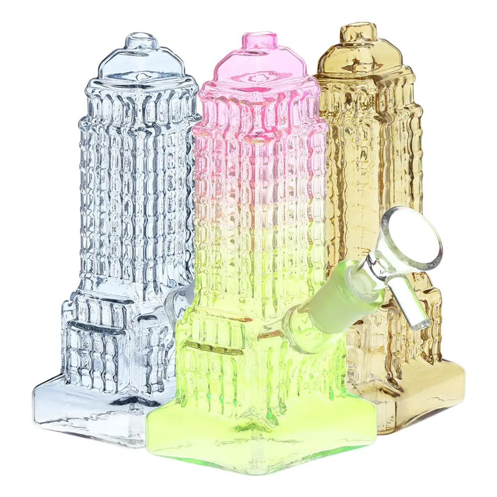 Empire State Of Mind Glass Water Pipe - 6" / 14Mm F / Colors Vary 1