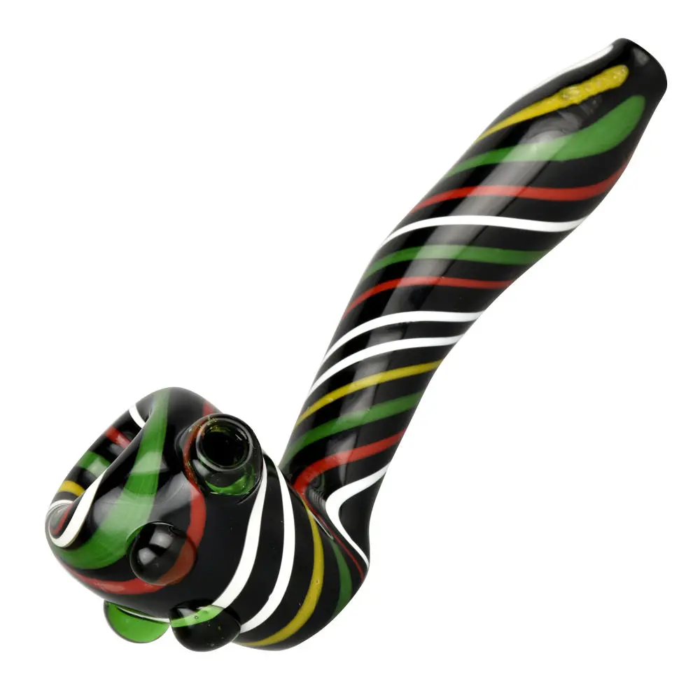Black Rasta Candy Cane Swirl Hand Pipe 1