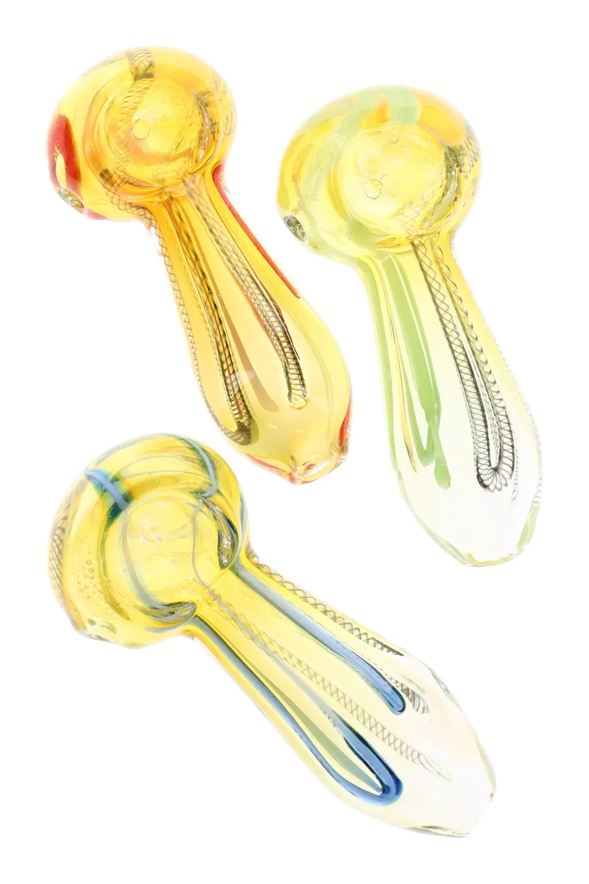 Color-Changing Striped Glass Spoon Pipe “Solar Stripes” – 3″ – Assorted Colors 1