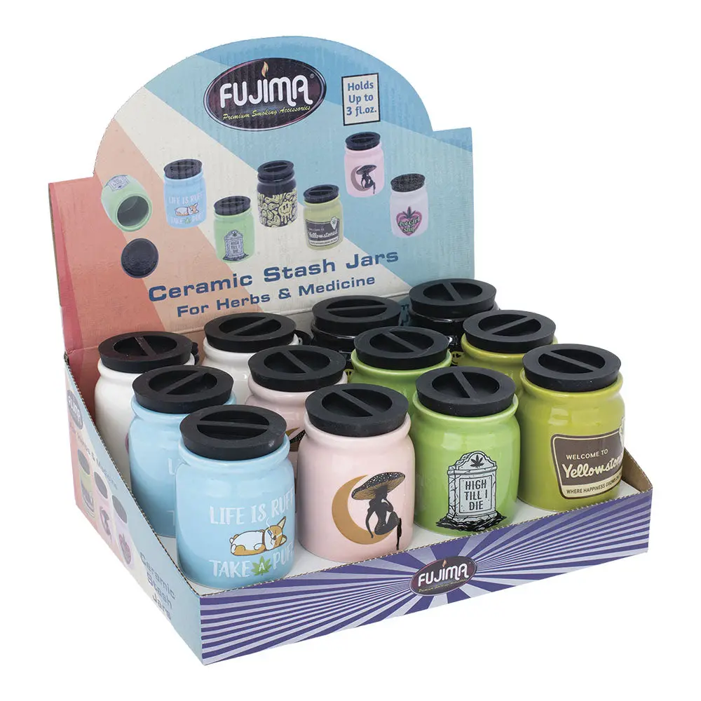 Fujima Cute'n'punny Ceramic Stash Jar - 3Fl Oz / 12Pcs 1