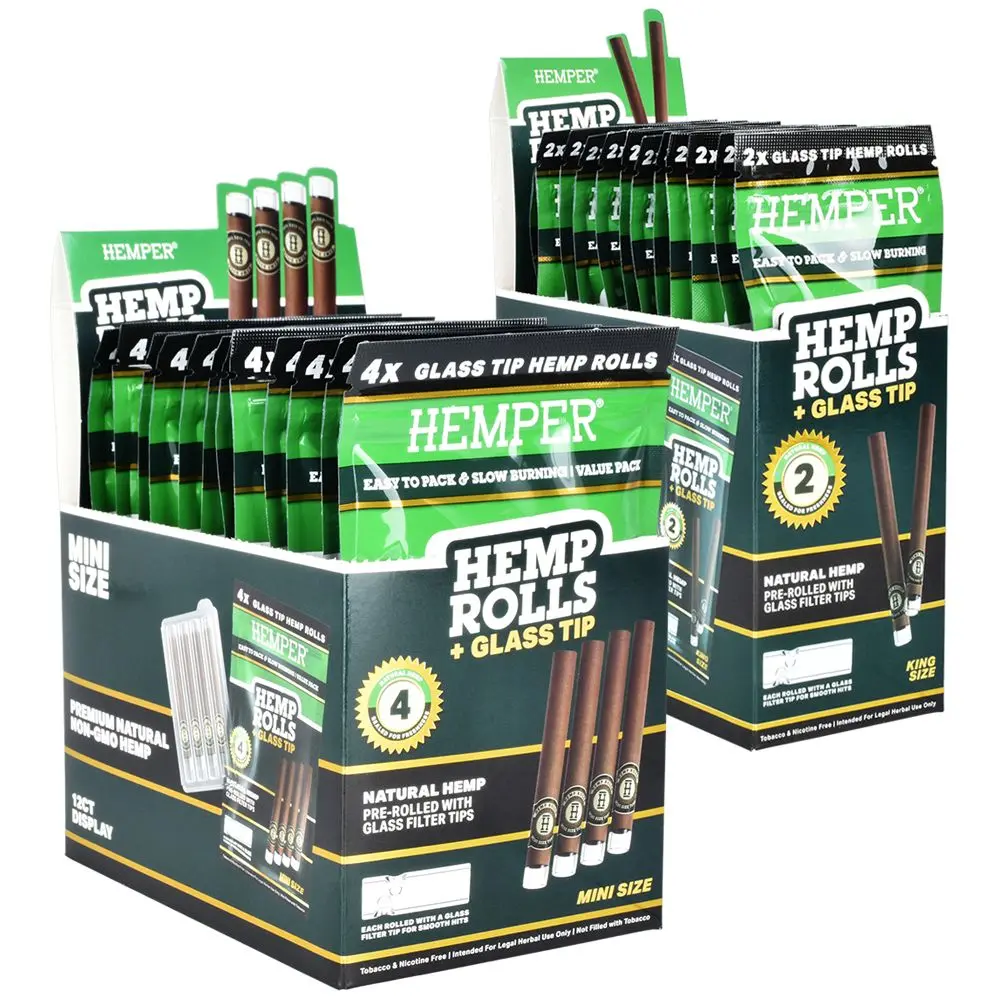 Hemper Hemp Rolls + Glass Tips | 12Pk 1