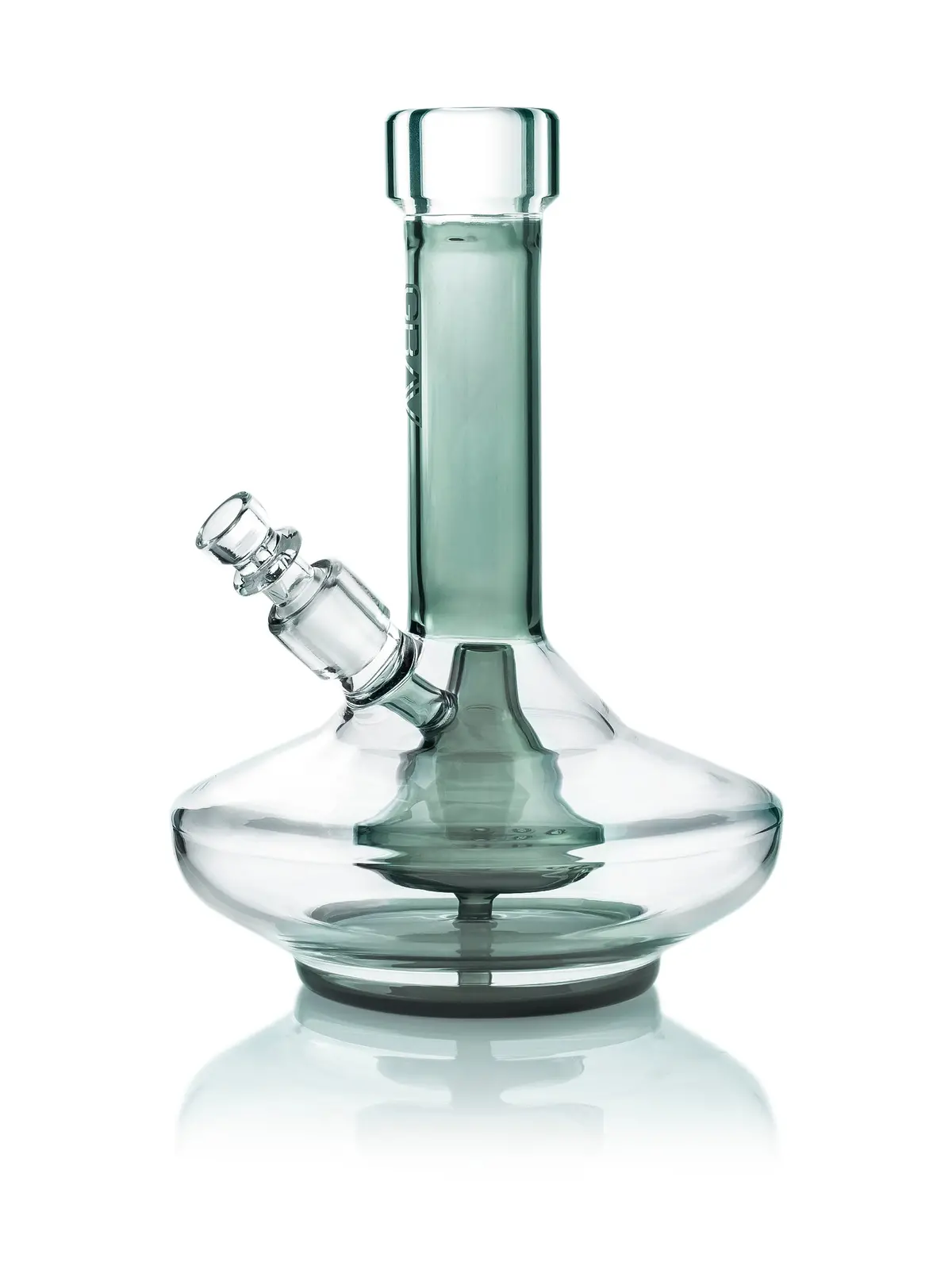 Grav® Small Wide Base Water Pipe - Smoke With Clear Accents 1