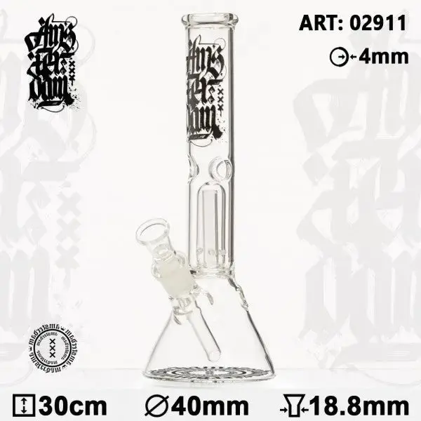 Amsterdam | 12" Clear Glass Water Pipe W/ Dome Perc 1