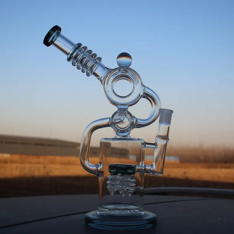 Recycler Style Water Pipe W/ Dual Percolator 11.5" 2