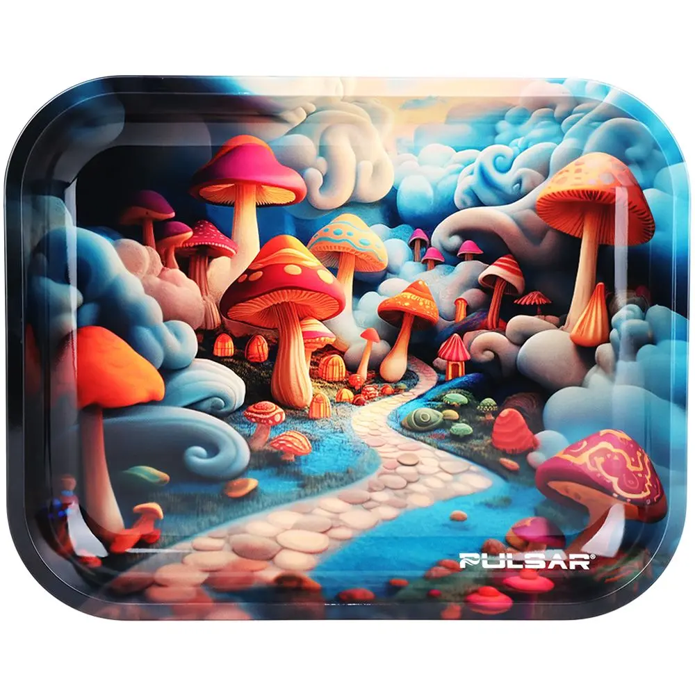Pulsar Design Series Large Metal Rolling Tray - Shroom Path / 13"X11" 1
