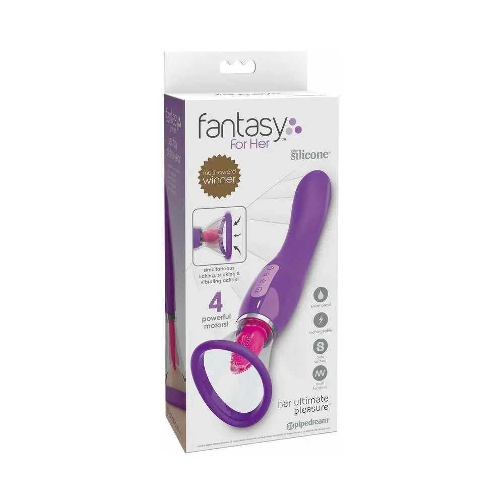 Pipedream Fantasy For Her Her Ultimate Pleasure Dual-Ended Vibrator With Licking Suction Purple 1