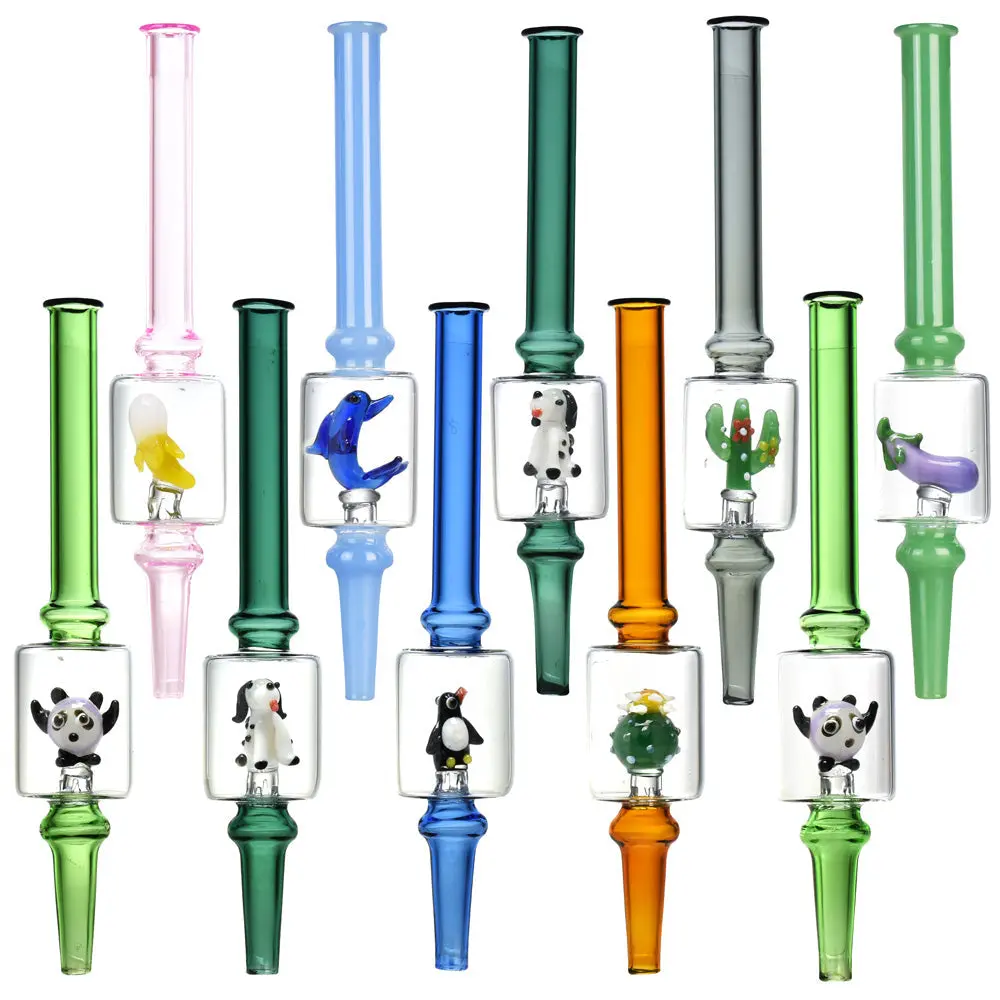 Mini Figurine Dab Straw - 6.5"/Assorted Designs 10Pc Set - 1