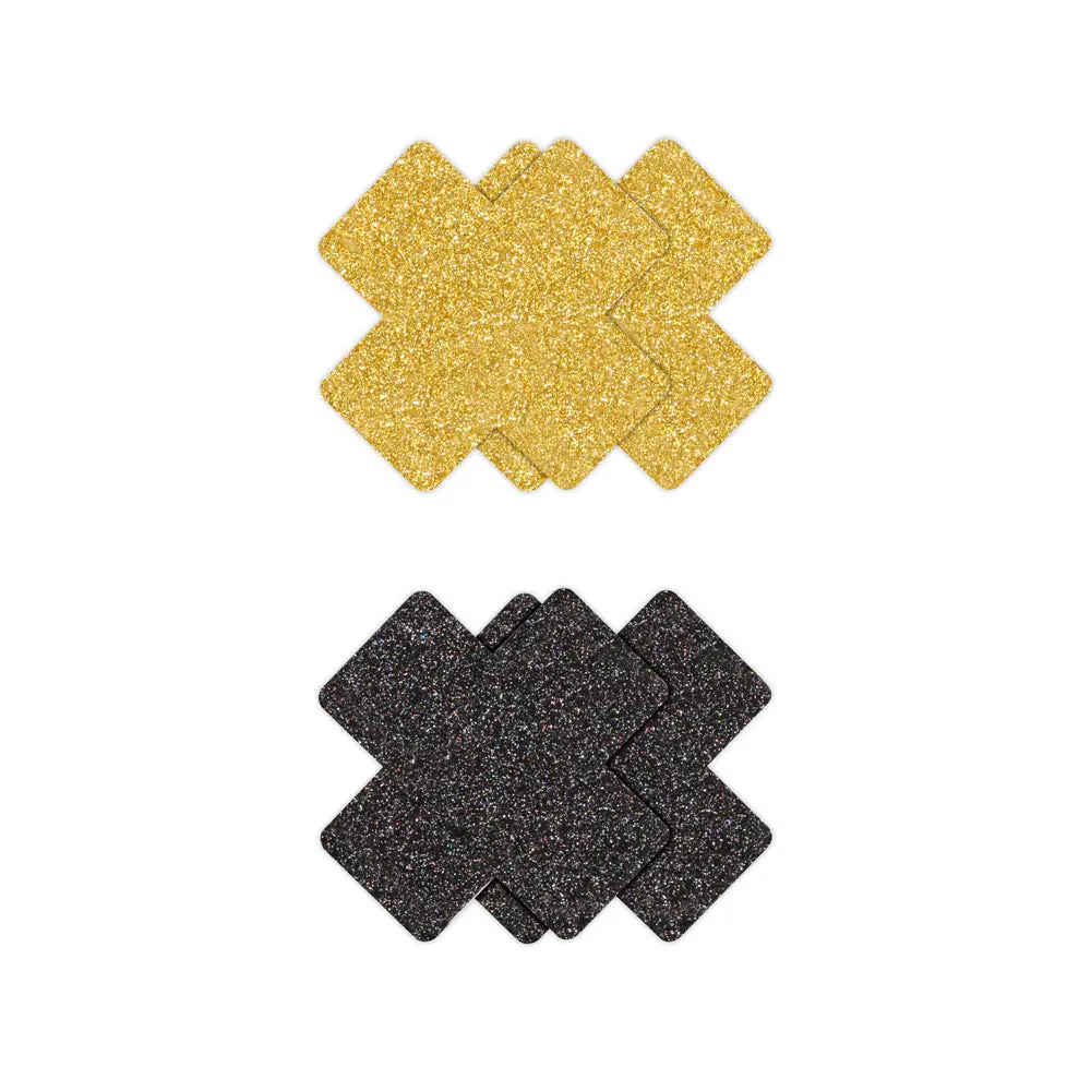 Pretty Pasties Glitter Cross Black/Gold 2 Pair 2