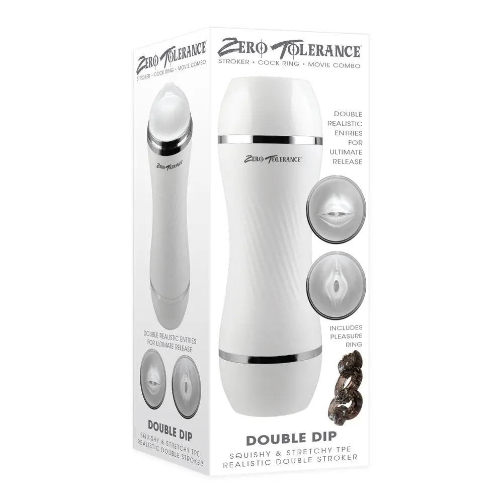 Zero Tolerance Double Dip Dual-Ended Realistic Stroker With Movie Download White 1