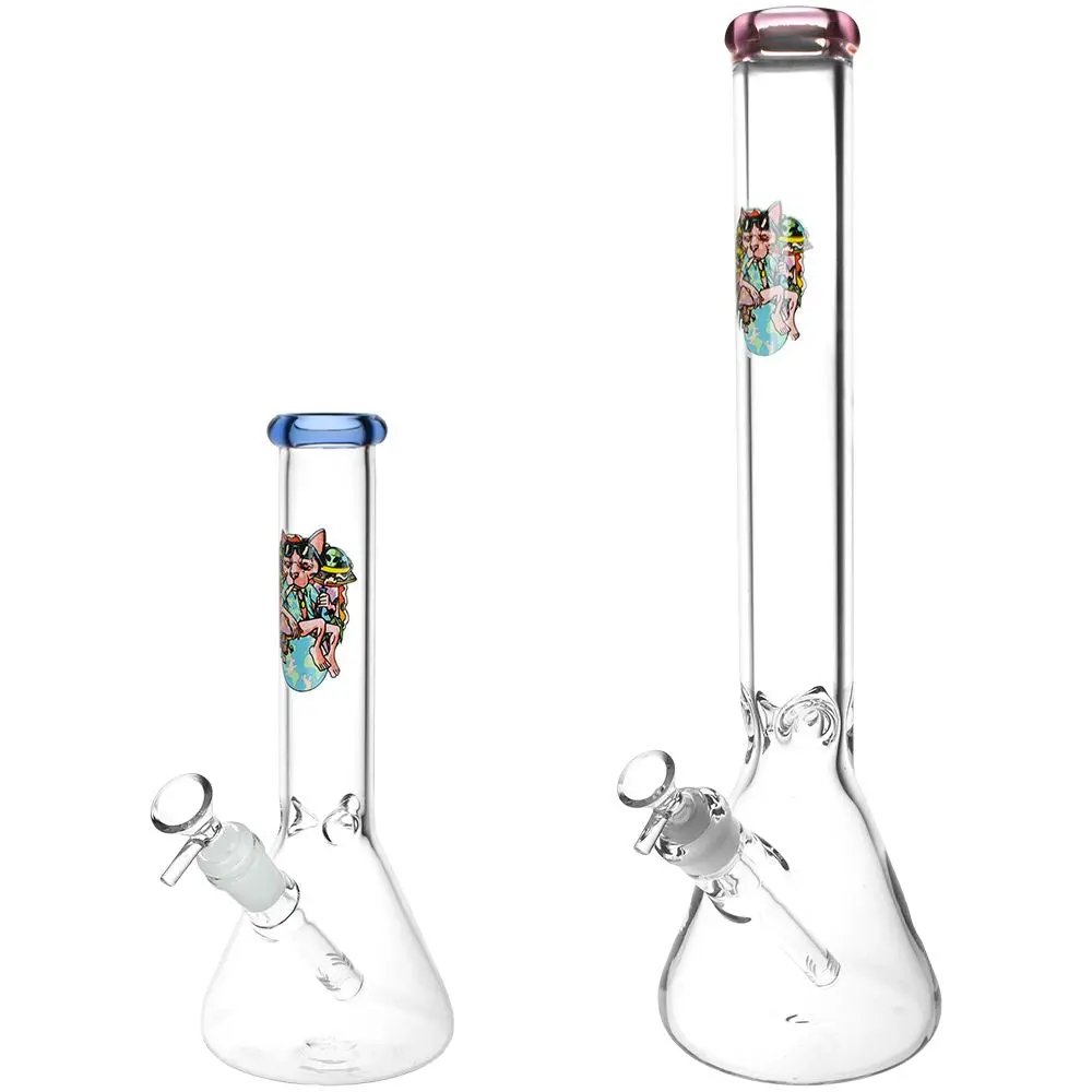 Chill Cat Glass Beaker Water Pipe | 14Mm F | Colors Vary 1