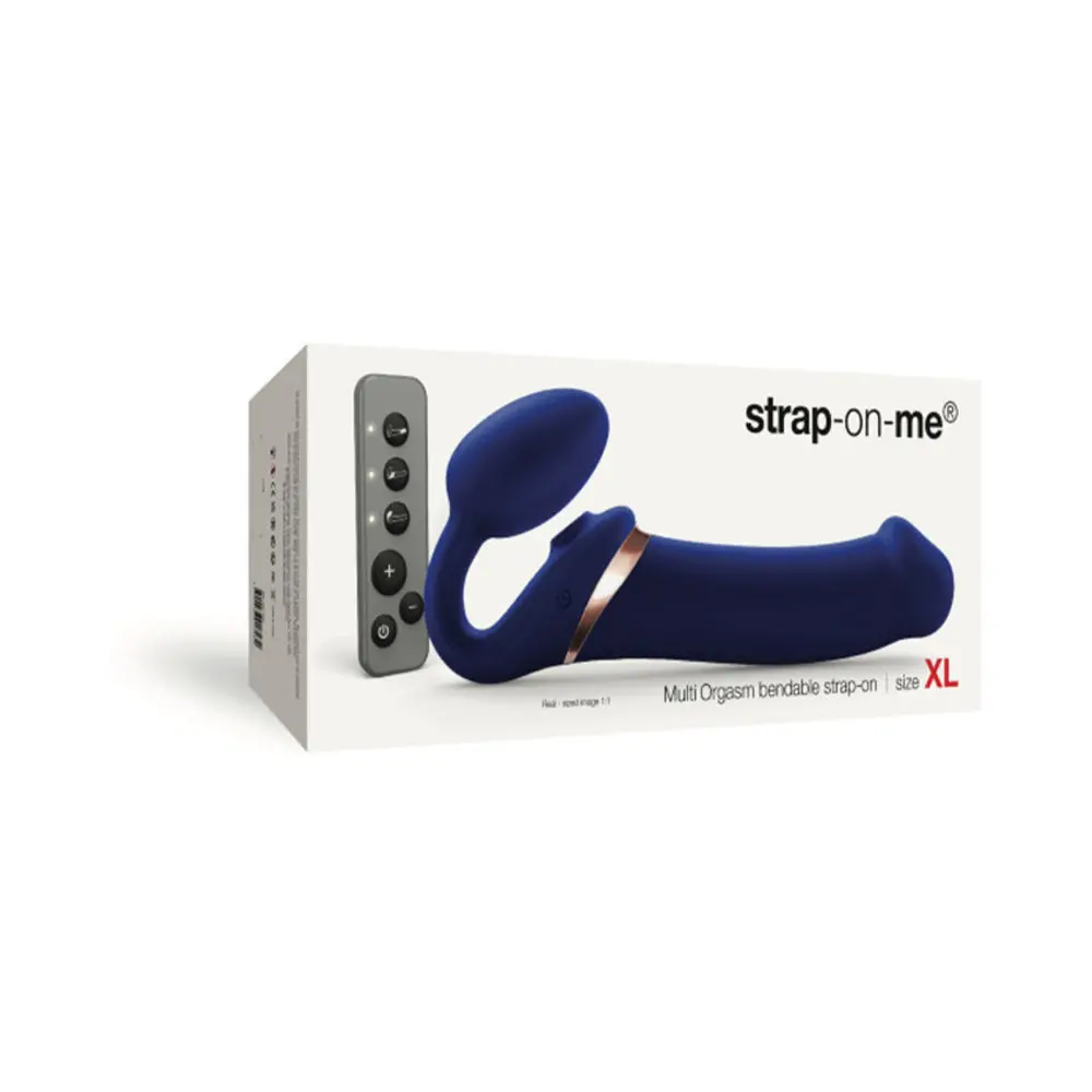 Strap-On-Me Rechargeable Remote-Controlled Multi Orgasm Bendable Strap-On Night Blue Xl 1