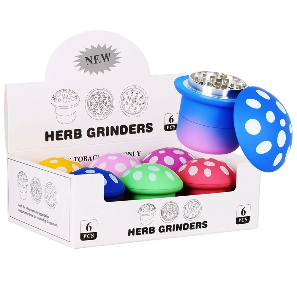 6Ct Display - Gradiant Mushroom Grinder - 4Pc / 2.7" / Assorted Colors 1