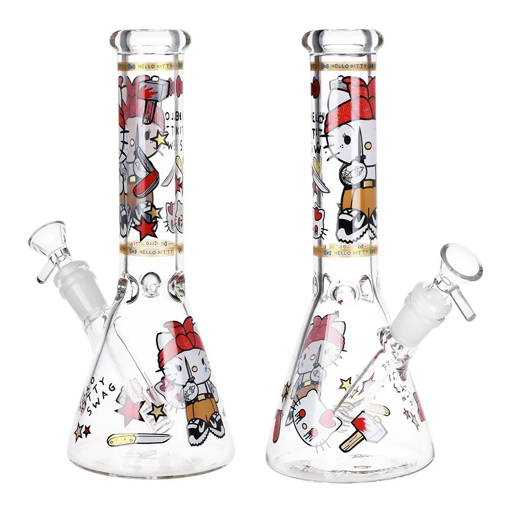 Gangster Cat Beaker Glass Water Pipe - 10" / 14Mm F 1