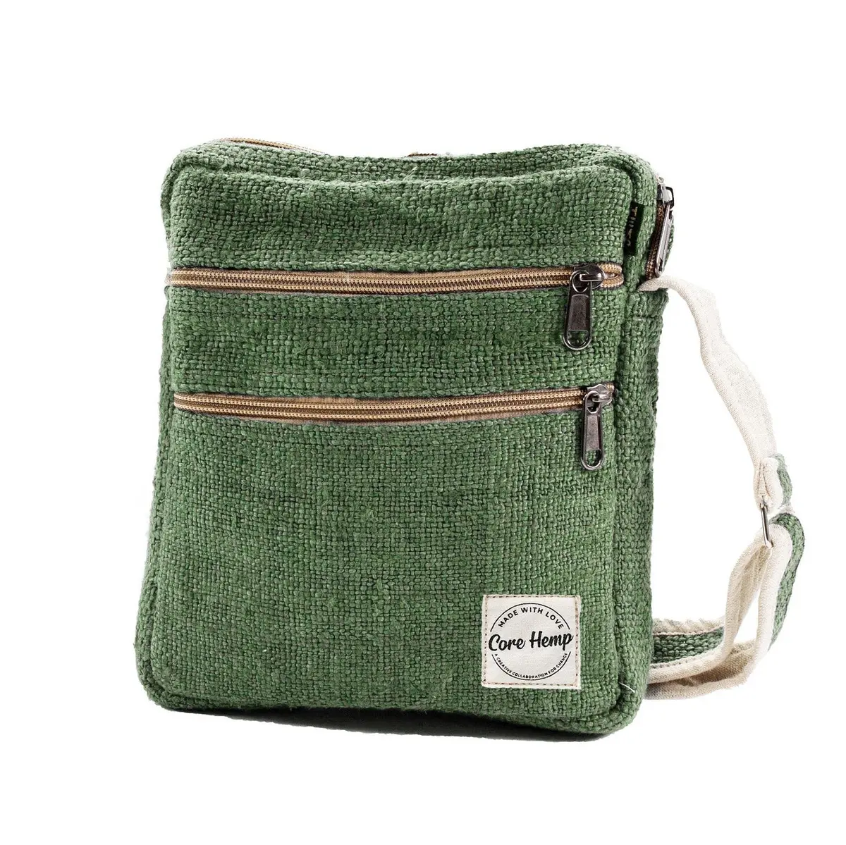 Core Hemp Multi Pocket Crossbody Purse - Banyan Green 1