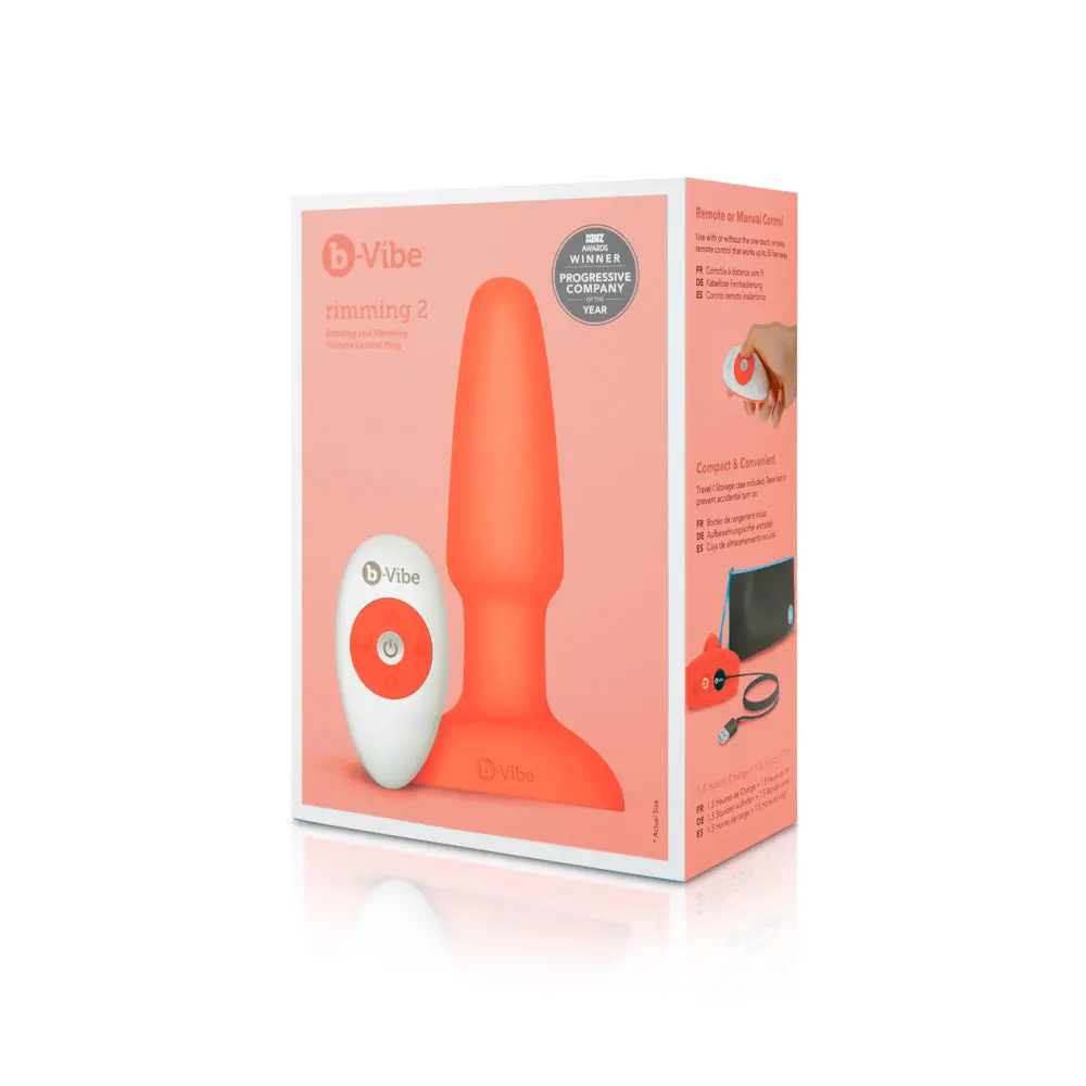 B-Vibe Rimming 2 Rotating And Vibrating Remote Control Plug Orange 1